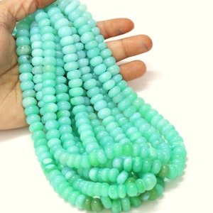 Beautiful Peruvian Green Opal Smooth rondelle shape Beads, 7-10mm Peru Green Opal smooth Gemstone bead, AAA opal Quality Bead, Jewelry Craft