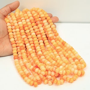 Amazing Orange opal smooth rondelle shape beads 16 inch, 9mm - 11mm, Orange opal gemstone Beads, AAA quality opal bead, craft making Jewelry