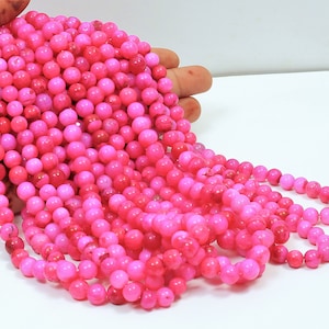 Mooie roze opaal gladde ronde vorm kralen, 16&quot; 7-9 mm roze opaal ronde bal edelsteen kraal, AAA fancy opaal losse kralen, sieraden maken ambacht
