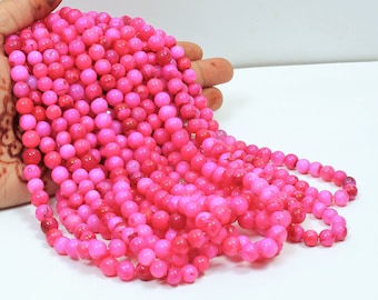 Beautiful Pink Opal Smooth Round Shape Beads,16"  7-9mm Pink Opal Round Ball gemstone Bead, AAA fancy Opal loose Beads, Jewelry Making Craft