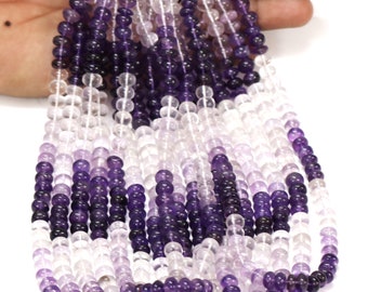 Natural Amethyst shaded Smooth Rondelle Gemstone Beads, 16" 6-9mm AAA Quality Amethyst Gemstone beads, Handmade Beads, Jewelry Making craft