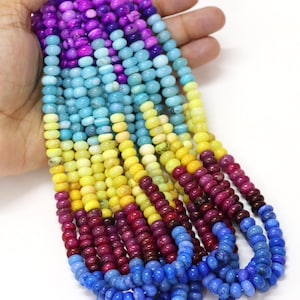 Multi-Color Opal Rondelle Beads: AAA Quality, 7-10mm Gemstone Craft