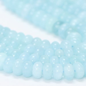 Beautiful Aqua Color Sky Blue Quartz smooth rondelle Shape Beads,15inch 7-8mm Aqua Quartz smooth gemstone beads,A Quality Bead craft jewelry image 7