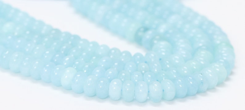 Beautiful Aqua Color Sky Blue Quartz smooth rondelle Shape Beads,15inch 7-8mm Aqua Quartz smooth gemstone beads,A Quality Bead craft jewelry image 7