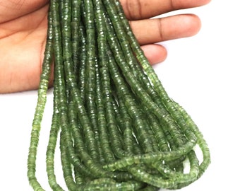 Olive Apatite Heishi Beads: AAA Faceted Gemstone Jewelry Craft