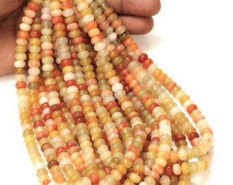 Mooie oranjegele kwarts gladde rondel vormkralen, 15 inch, 7-8 mm gladde rondel edelsteenkralen, AAA-kwaliteitskraal, ambachtelijke sieraden