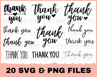 20 Danke SVG, Danke Clipart, Danke Cut Dateien für Cricut Silhouette Files, Easy Cut, Instant Download