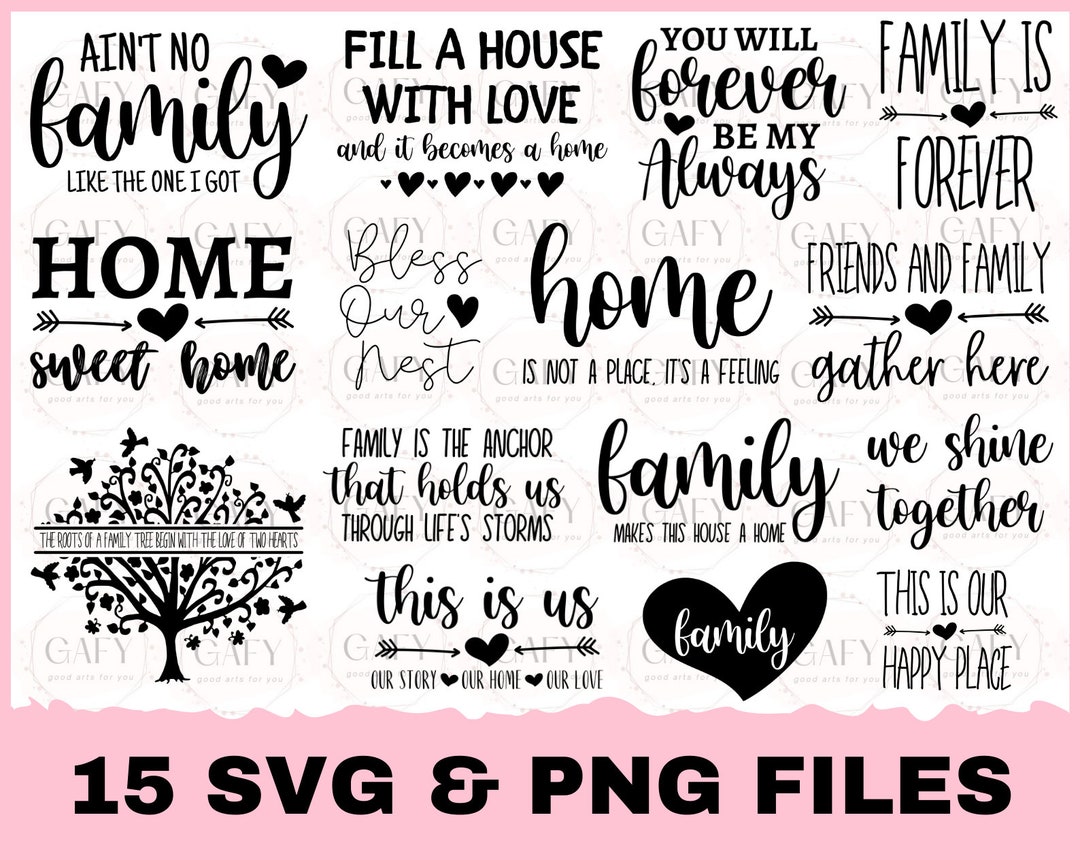Family Quotes SVG Bundle, Family Sign, Home Decor Svg, Cut File Cricut ...