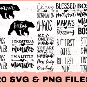 Designs correspondentes de mãe e filha Pacote SVG Png Svg Silhueta Cricut Mãe e Mini Pacote Design correspondente Mãe Filho Filha Designs de sublimação