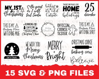 Kerst SVG Bundel, Kerstmis Svg, Winter Svg, Kerstmis gesneden bestanden, Kerstmis voor Shirts, Santa svg Kerst Cricut, Silhouet, PNG