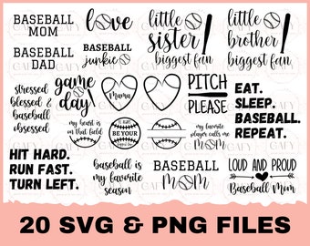Paquete SVG de béisbol, SVG de béisbol, SVG de mamá de béisbol, Imágenes Prediseñadas de béisbol, Archivos de corte de béisbol, Svg deportivo, Cita de béisbol, Decir Svg