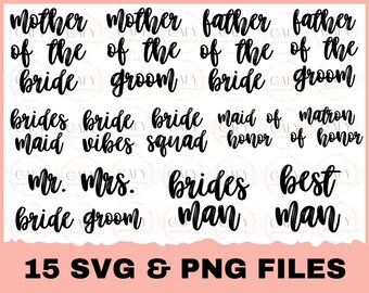 Wedding svg, bride svg, wedding svg files, bridesmaid svg, mr and mrs svg, bridal shower svg, bridal party svg, groom svg, svg bundle