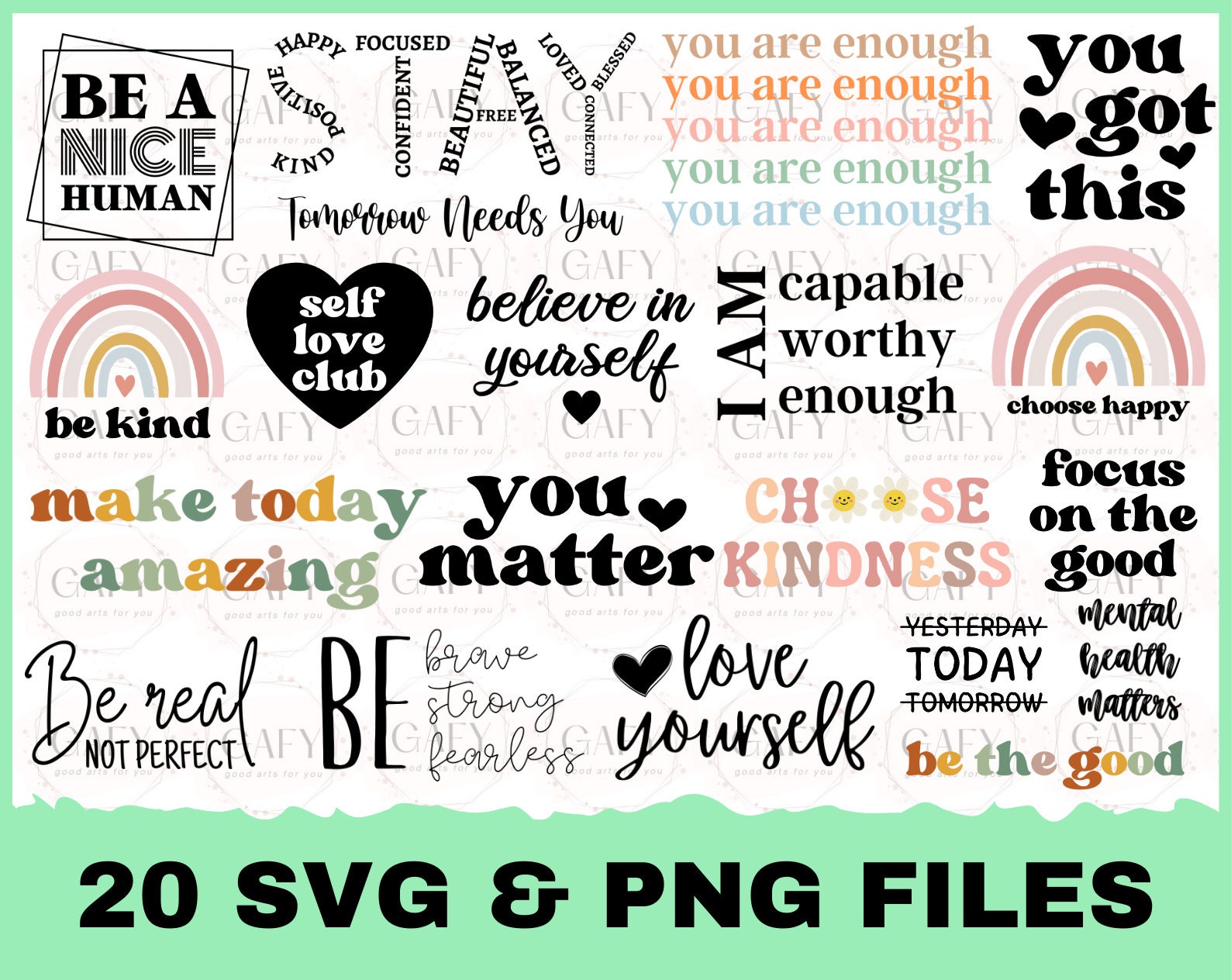 Self Love Svg Bundle, Inspirational Svg Bundle, Mental Health Svg, You ...