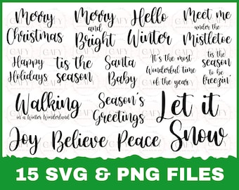 Christmas Word SVG Bundle, christmas svg, Merry Christmas png, merry christmas Cut File for Cricut Silhouette, svg, png holiday svg