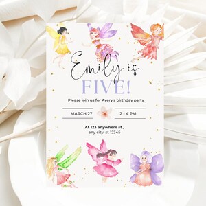 Editable Fairy Birthday Invitation Whimsical Enchanted,Fairy Party Magical Floral Fairy Princess Party Instant Download Editable