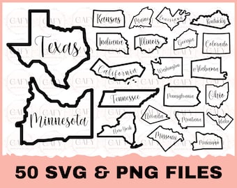 State Outlines Clip Art State Outlines | Etsy