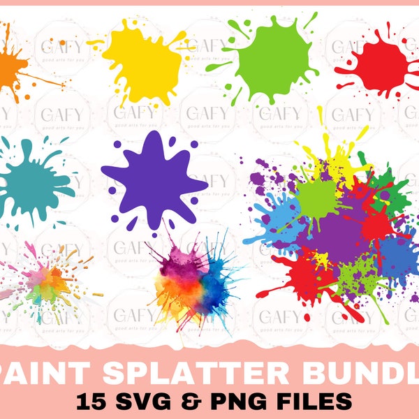 Paint Splatter SVG Bundle Paint Splats Svg Paint Svg Clipart Vector Ink splatter Paint streak blob Cut File for Cricut Silhouette