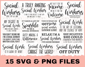 Social Worker SVG Bundle, 15 Social Work Digital Cut Files svg, png