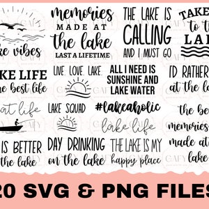 Lake SVG Bundle lago vida svg citas svg familia svg Camping Svg pesca svg citas divertidas svg lago casa svg corte Archivo Cricut Cameo