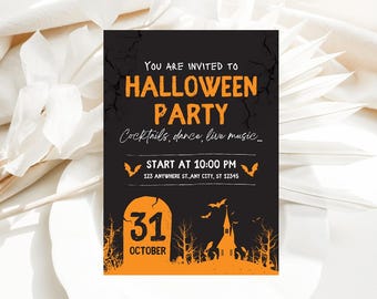 Vintage Halloween Party Invitation, Adult Halloween Party Invite Template, Costume Halloween Party Invitation, Halloween Party Invitation