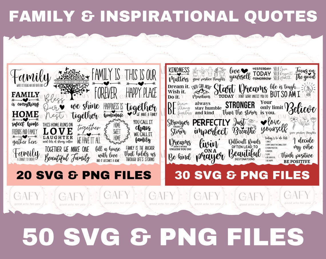 Family Quotes SVG Bundle, Inspirational SVG Bundle Family Sign, Home ...