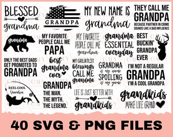 Grandparents Big Bundle SVG Cut Files, Grandparents Vector Printable Clipart, Grandparents Life Quote Bundle, Grandpa Grandma Life