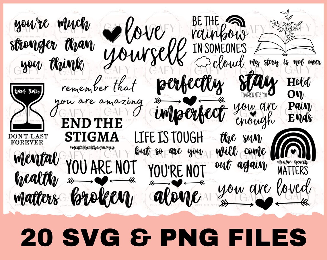 Mental Health SVG Bundle Positive SVG Motivational SVG - Etsy UK