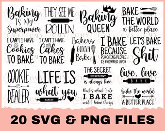 Pakiet Baking SVG, Baking Saying SVG Baking Queen SVG, Plik do cięcia, Cricut, Cytaty z pieczenia SVG Sylwetka, Clipart, Baking SVG, Kuchnia SVG
