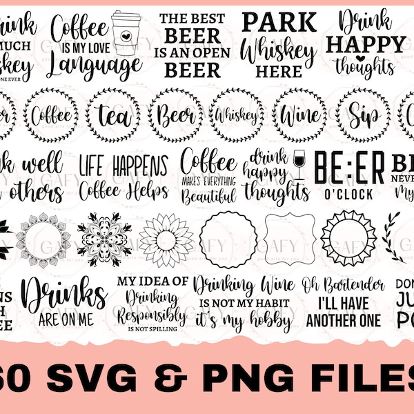 Coaster Svg Bundle, Wine Saying Svg, Coffee Coaster Svg, Drink Coaster Svg, Beer Quote Svg, Coffee Svg, Floral Monogram Svg, Tea Svg, Wine