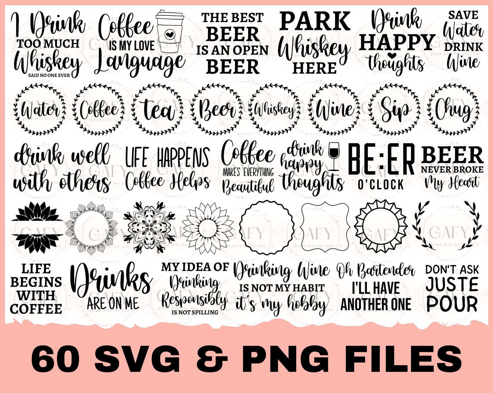 Coaster Svg Bundle Wine Saying Svg Coffee Coaster Svg Drink Etsy Canada