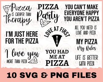 ピザ SVG、ピザ バンドル SVG、ピザ 格言 SVG、ピザ クリップアート、ピザ パーティー、食べ物 SVG、ピザ T シャツ、ピザ SVG PNG、シルエットまたは Cricut