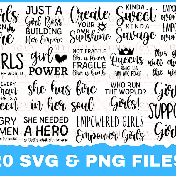 Girl Power SVG Bundle, Women Up SVG Cut Files, instant download, printable vector clip art, Women Quotes, Feminism SVG Mothers day svg