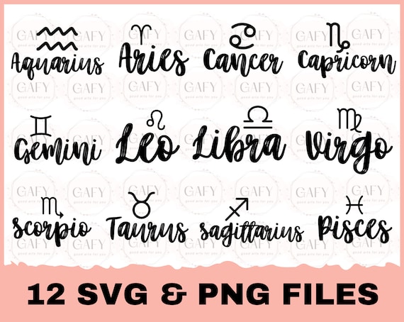 Zodiac Signs SVG Bundle, Astrology Signs Svg, Zodiac Symbols Svg,  Constellation Signs Svg, Astrology, Horoscope, Cut File Cricut, Silhouette 