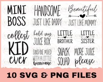 bundle svg drôle enfant en bas âge, bundle svg enfant en bas âge, enfants drôles chemises svg, Cool Kids Bundle, fichiers png svg pour cricut et silhouette