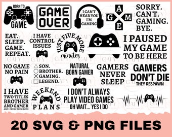 20 Gamer bundle designs in svg, png formats