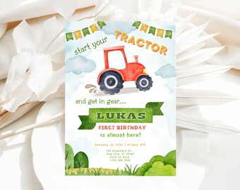 Blue Tractor Birthday Invitation, Editable Template, Any Age Blue Farm ...