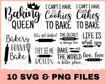 Backen SVG Bundle, Backen Spruch svg Backen Königin SVG, geschnitten Datei, Cricut, Backen Zitate svg Silhouette, Clip art, Backen SVG, Küche svg