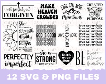 キリスト教の引用句バンドル SVG、信仰バンドル SVG、聖書、聖書の一節バンドル、宗教 SVG、Cricut カット ファイル、イエス、神、信仰のクリップアート