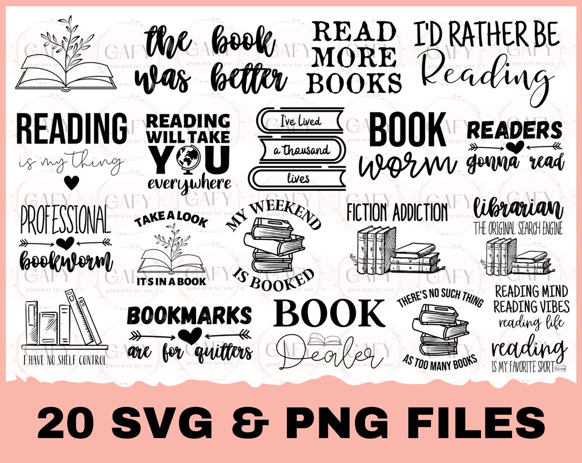 Reading SVG Bundle Book Svg Books SVG Bundle Book Lover Svg Cut Files ...