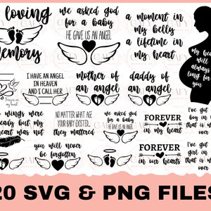 Grossesse et perte de nourrisson SVG Bundle, bébé perte SVG, fausse couche SVG, Angel Wings svg, Rainbow Baby svg, Little Angel svg, Cut File Cricut