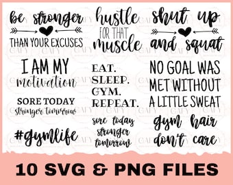 Fitness SVG, Workout Svg Bundle, Gym Svg, Fitness Svg, Ejercicio Svg, entrenamiento tank top svg fitness svg Silhouette, Cricut, Gym Life svg cita