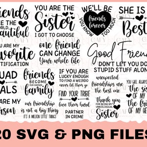 Vriendschap Quote Bundel, Funny BFF Quote SVG, Quote cut bestand voor Cricut en Cameo Silhouette Friend Quote, Funny Quote PNG afdrukbaar