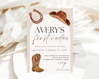 Invitación de cumpleaños de rodeo para niño, invitación de primer cumpleaños de rodeo, invitación de cumpleaños de vaquero del oeste, invitación del oeste para niño, cumpleaños de rodeo en el campo