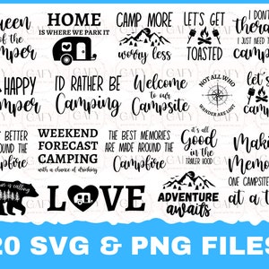 Camping Svg Bundle, Camp Life Svg, Campfire Svg, Png, Silhouette, Cricut, Cameo, Digital, Vacation Svg, Camping Shirt Design