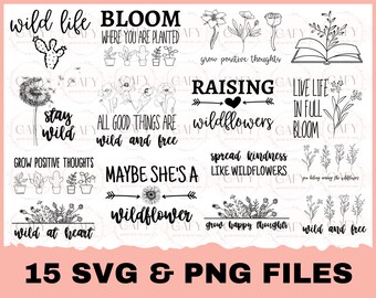 Wildflower svg, wildflower svg bundle mano con lettere, wildflower dicendo citazione in formato svg, floreale in formato svg, fiore in formato svg, wildflower png clipart camicia