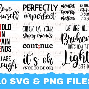 Geestelijke gezondheid SVG Bundel, Depressie Cut File, Suicide Awareness Quote, Inspirerend, Preventie Zeggen, svg png, Silhouet & Cricut
