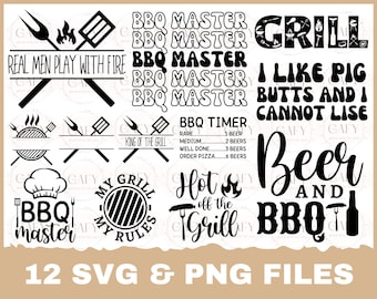 Barbecue SVG Bundle, Grill SVG, Cut Files, Commercial use, Cricut, Clip art, Bbq Master SVG, Funny Barbecue Dad
