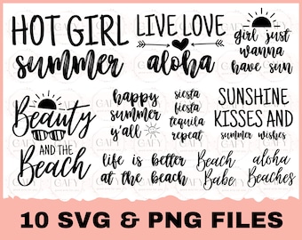 Summer SVG Bundle, Beach SVG, Beach Life SVG, Summer shirt svg, Beach shirt svg, Beach Babe svg, Summer Quote, Cricut Cut Files, Silhouette