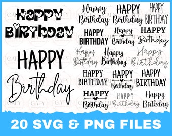 20 Happy Birthday SVG Files for Cricut Silhouette Files, Easy Cut, Instant Download