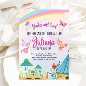 Editable Fairy Birthday Invitation Whimsical Enchanted Pixie Fairy Party Magical Floral Fairy Princess Party Instant Download Editable